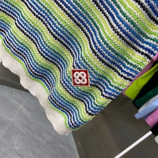 Design Knit Stripe Polo and Skirt Set Multicolor - 9