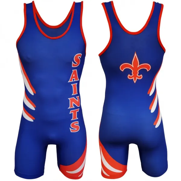 Design New Orleans Saints Wrestling Singlet Blue Red White Activewear - 1