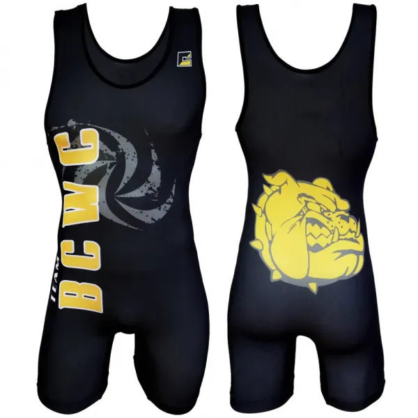 Design BCWC Team Bulldog Black Wrestling Singlet Activewear - 1