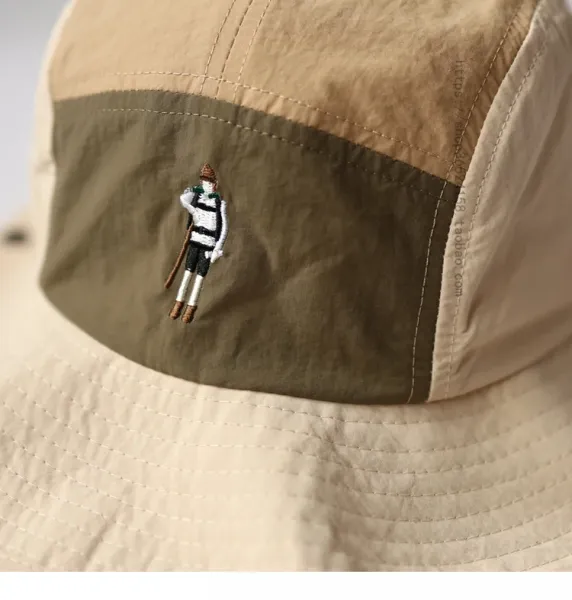 Human Made Bucket Hat Olive Brown Yellow Patchwork - 19