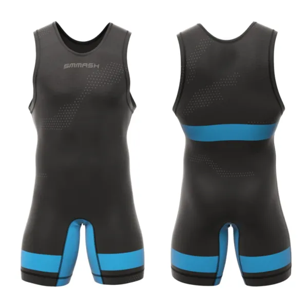 Design SMMASH Triathlon Suit Black with Blue Accents Activewear - 1