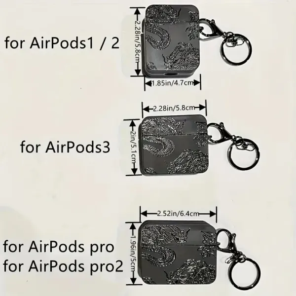 Design Dragon-Embossed AirPods Case Black Accessories Phone Accessories - 6