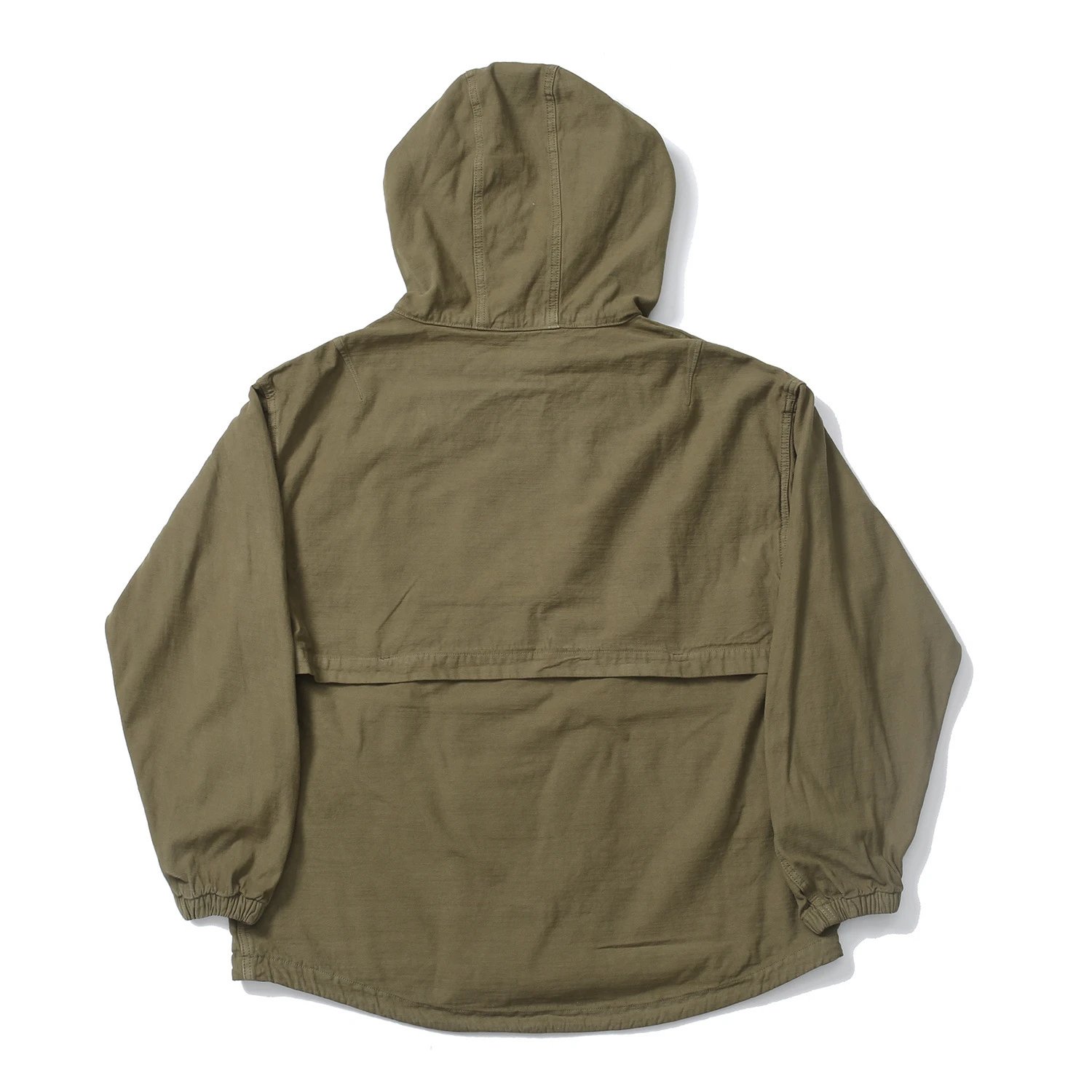 Olive Green Hooded Button-Up Field Jacket