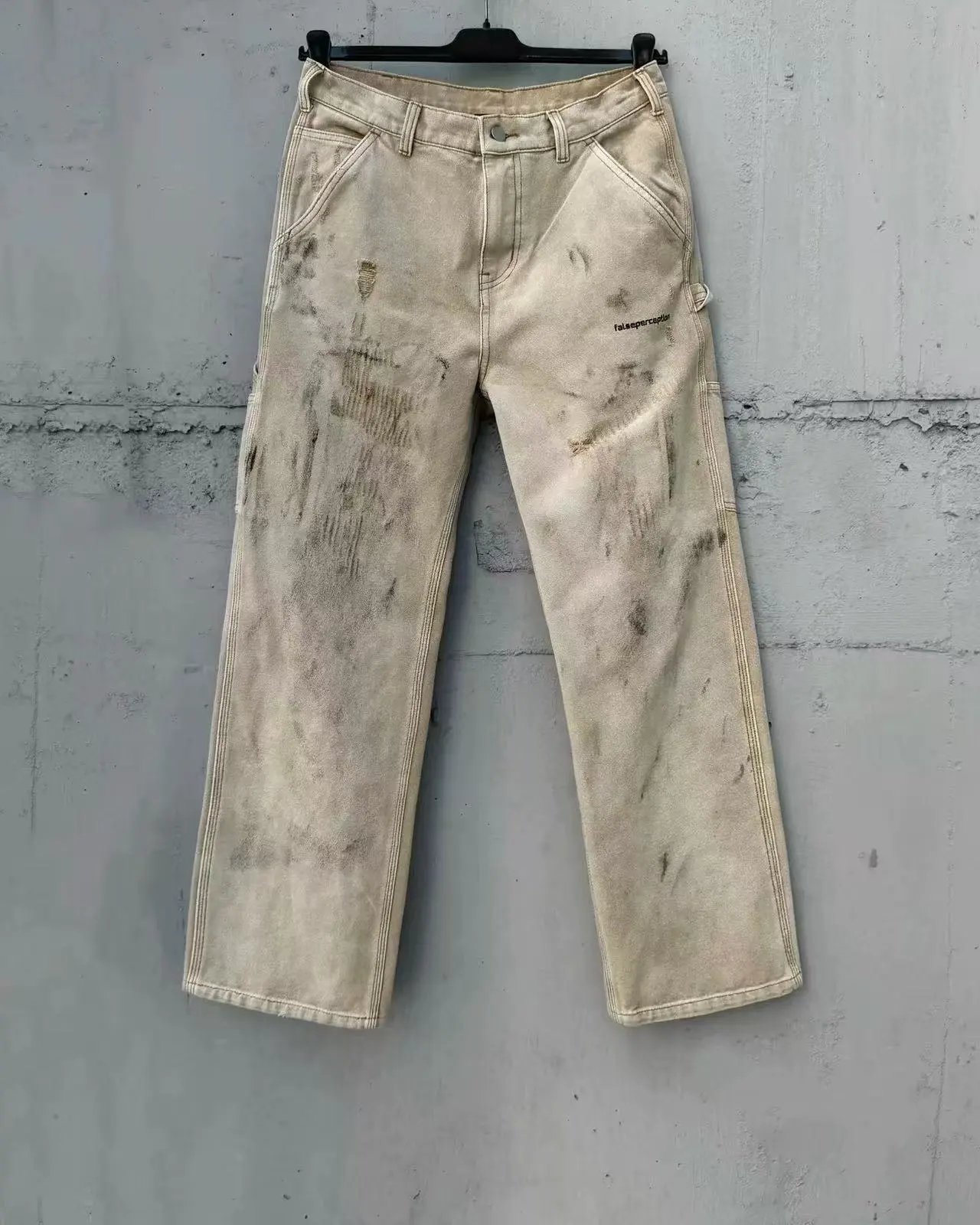 Design Cargo Pants Light Gray Washed Utility Pants - 14