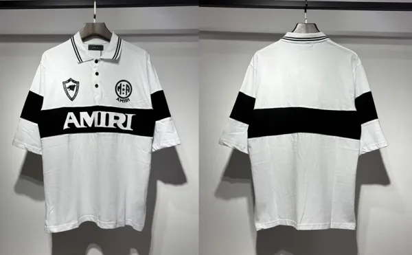 Amiri Polo Shirt White Black Stripe Tops Polo - 1