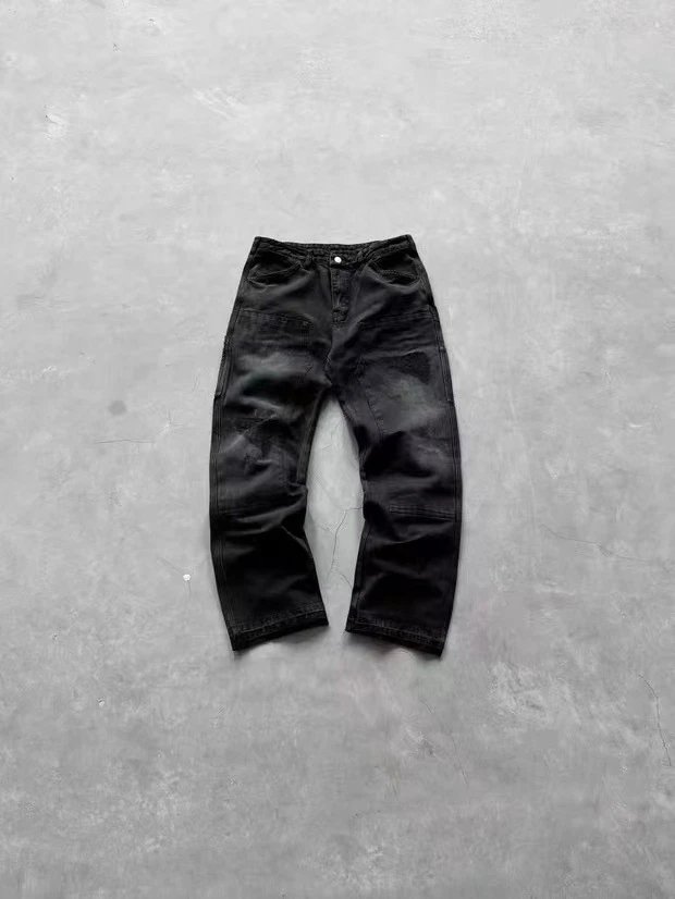 Design Cargo Pants Light Gray Washed Utility Pants - 26