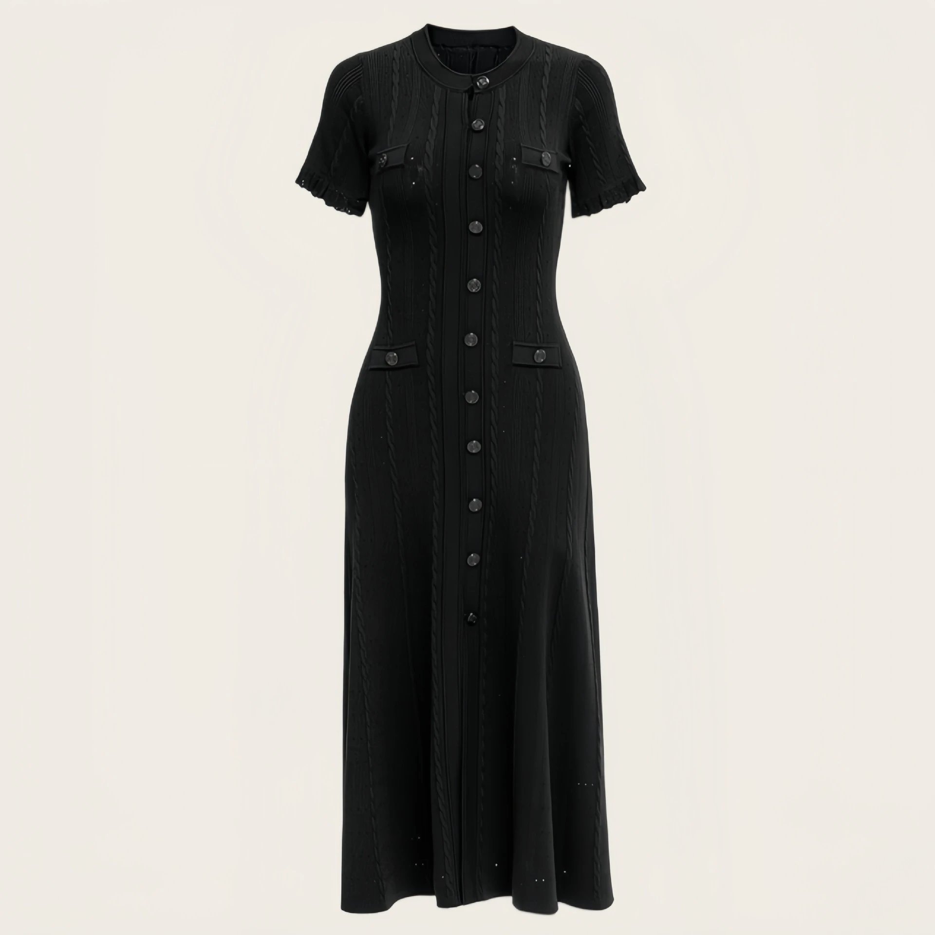 Design Knit Button-Front Midi Dress Burgundy - 13