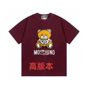 Moschino Pixel Bear Burgundy T-Shirt
