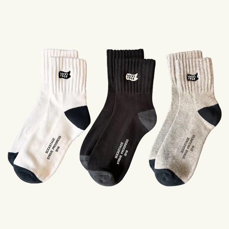 Sockstage Strive Progress 2018 Cream Gray Black Casual Crew Socks