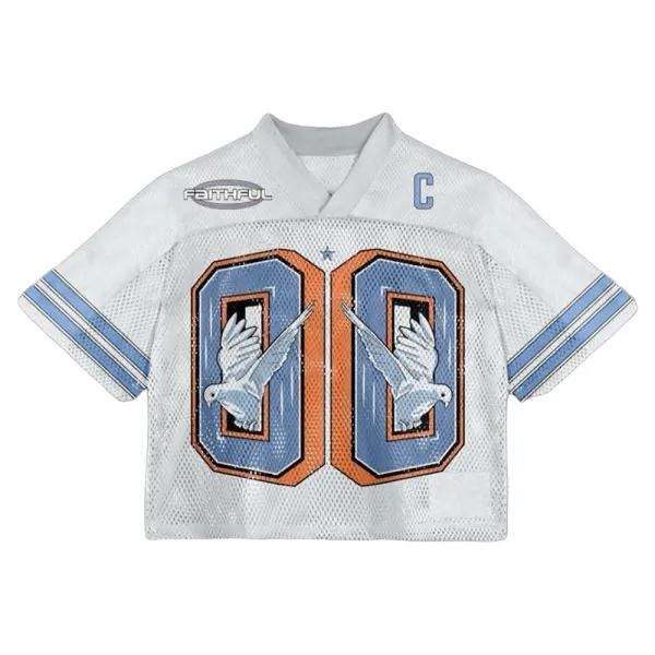 Design Faithful 00 Dove Graphic Cropped Football Jersey White Jersey - 1