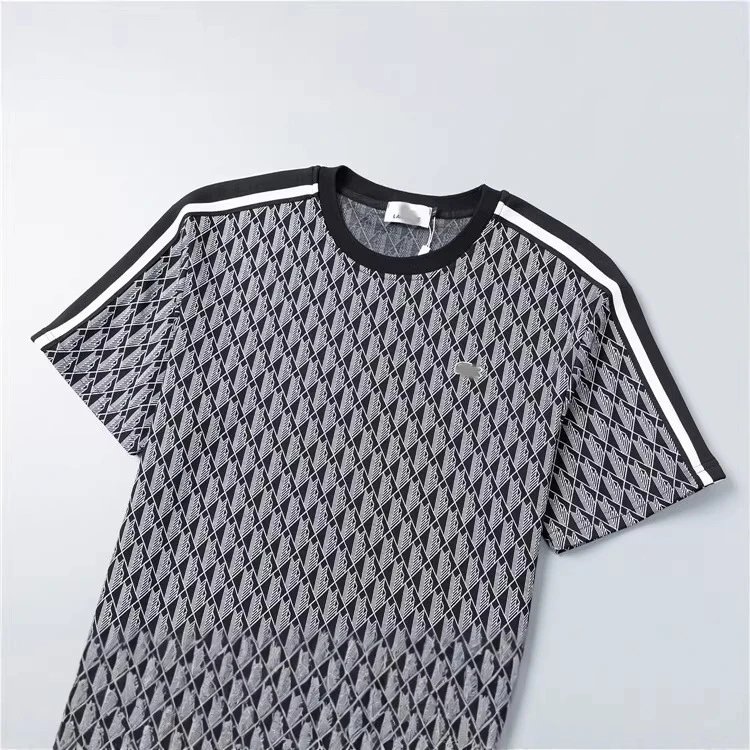Patterned Short Sleeve T-Shirt And Shorts Set Navy Gray Geometric Sportswear