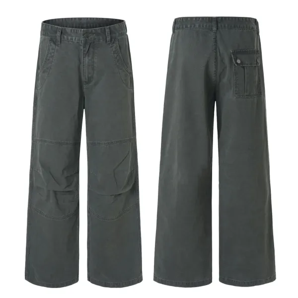 Design Wide-Leg Cargo Pants Distressed Olive Brown - 11