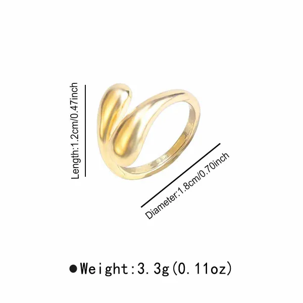 Design Teardrop Open Ring Gold Jewelry - 7