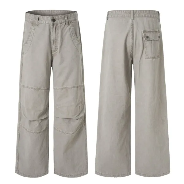 Design Wide-Leg Cargo Pants Distressed Olive Brown - 10