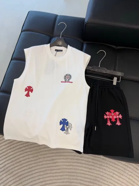 Chrome Hearts Cross Embroidered Sleeveless T-Shirt White Vest Top - 12