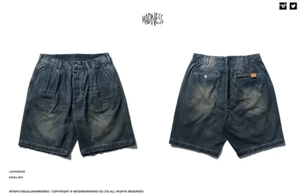 Design Madness Pleated Denim Shorts Blue Shorts - 6