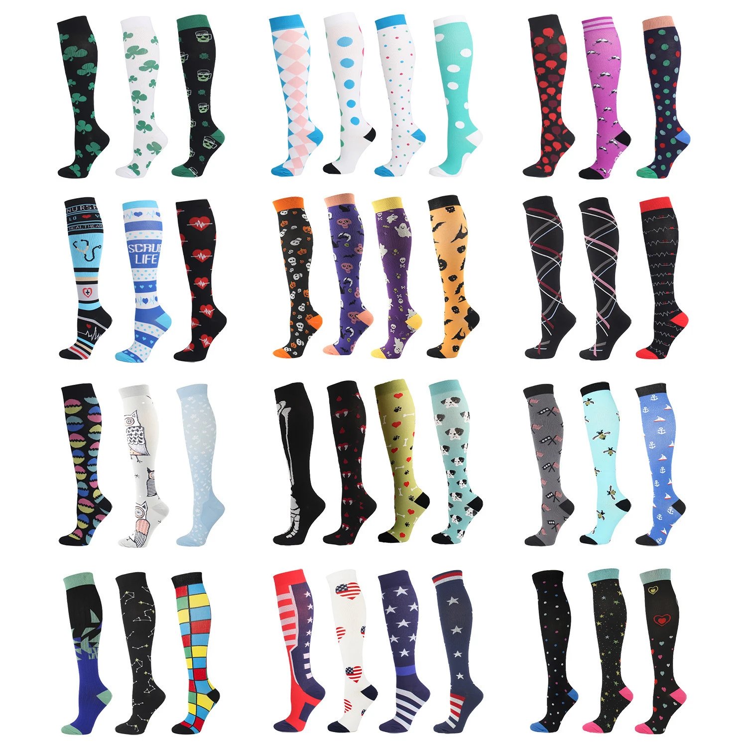 Design Cat-Themed Knee-High Socks Set Multicolor Socks - 24