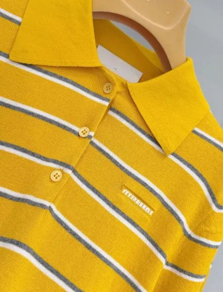 Design Striped Yellow Polo Shirt Tops Polo - 6