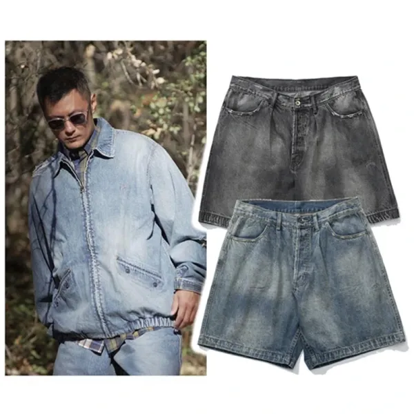 Design Madness Pleated Denim Shorts Blue Shorts - 21