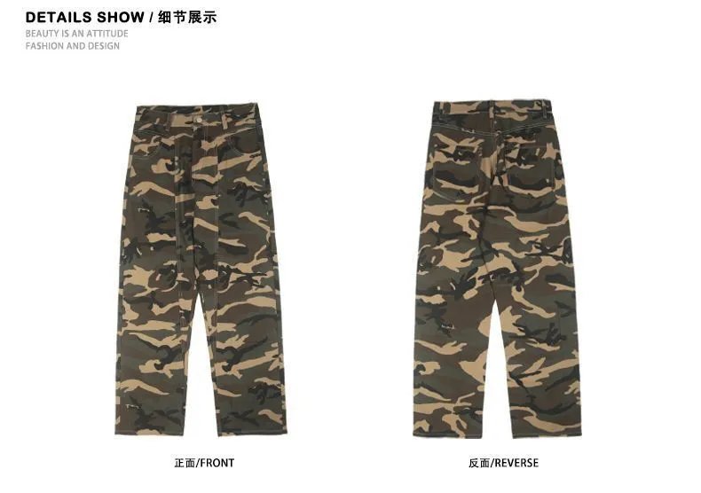 Design Camouflage Print Wide-Leg Pants Multicolor Pants