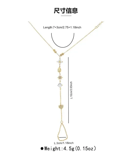 Design Lariat Necklace with Crystal Charms Gold Jewelry - 11