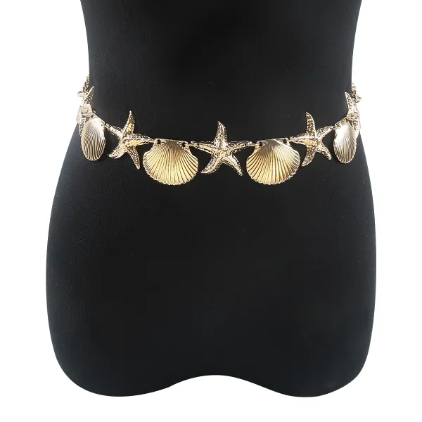 Design Seashell and Starfish Waist Chain Gold Accessories Jewelry - 1