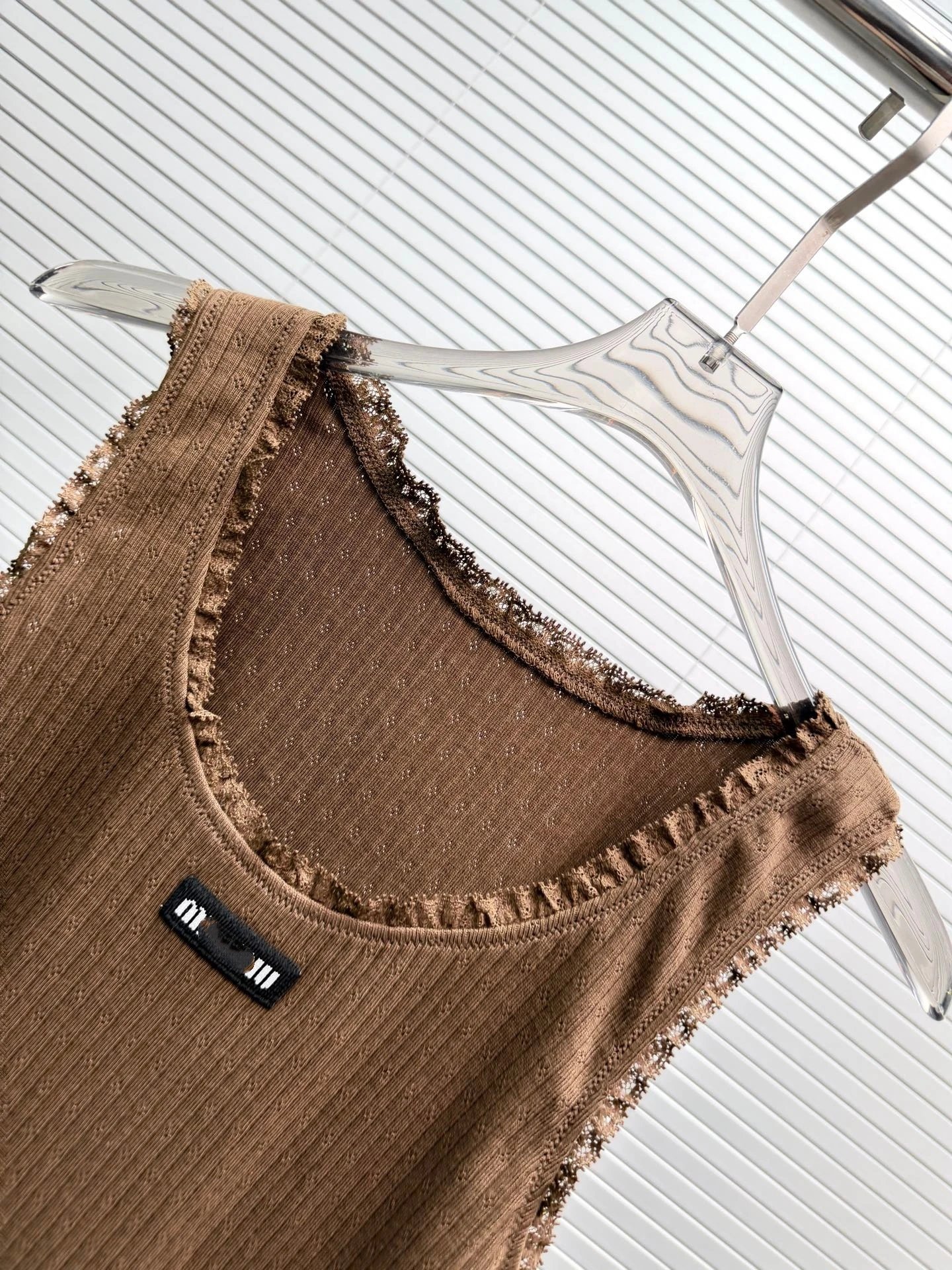 Design Cropped Knit Top Brown + White Ruffle Skirt Set - 12