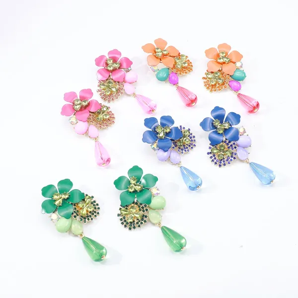 Design Floral Statement Earrings Multicolor Jewelry - 11