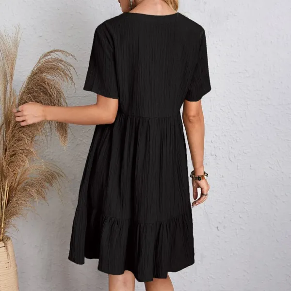 Design Olive Green Tiered Smocked Dress - 7