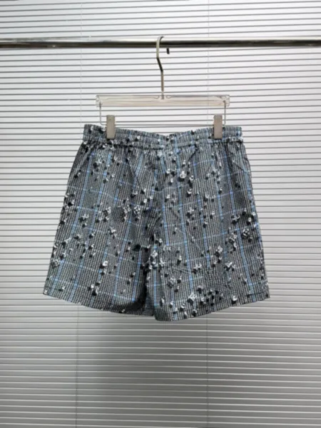 Design Plaid Embellished Shorts Blue Gray - 9
