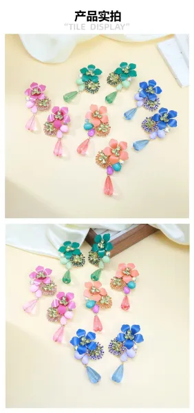 Design Floral Statement Earrings Multicolor Jewelry - 10