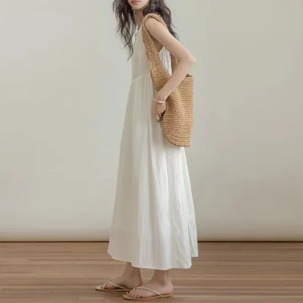 Design Pleated Sleeveless Midi Dress in Sage Green - 9