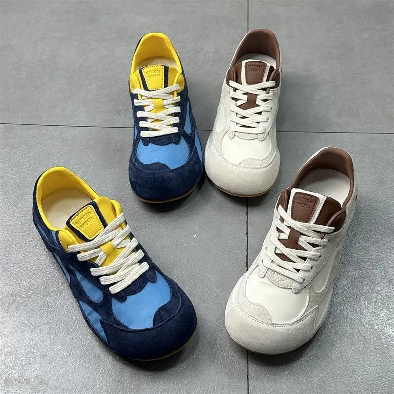 Design Chunky Sneakers Navy Blue and Yellow Multicolor Sneakers - 7