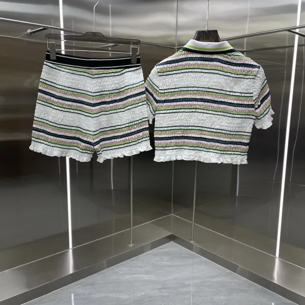 Design Asaplane Smocked Striped Polo and Shorts Set Multicolor Sets - 11