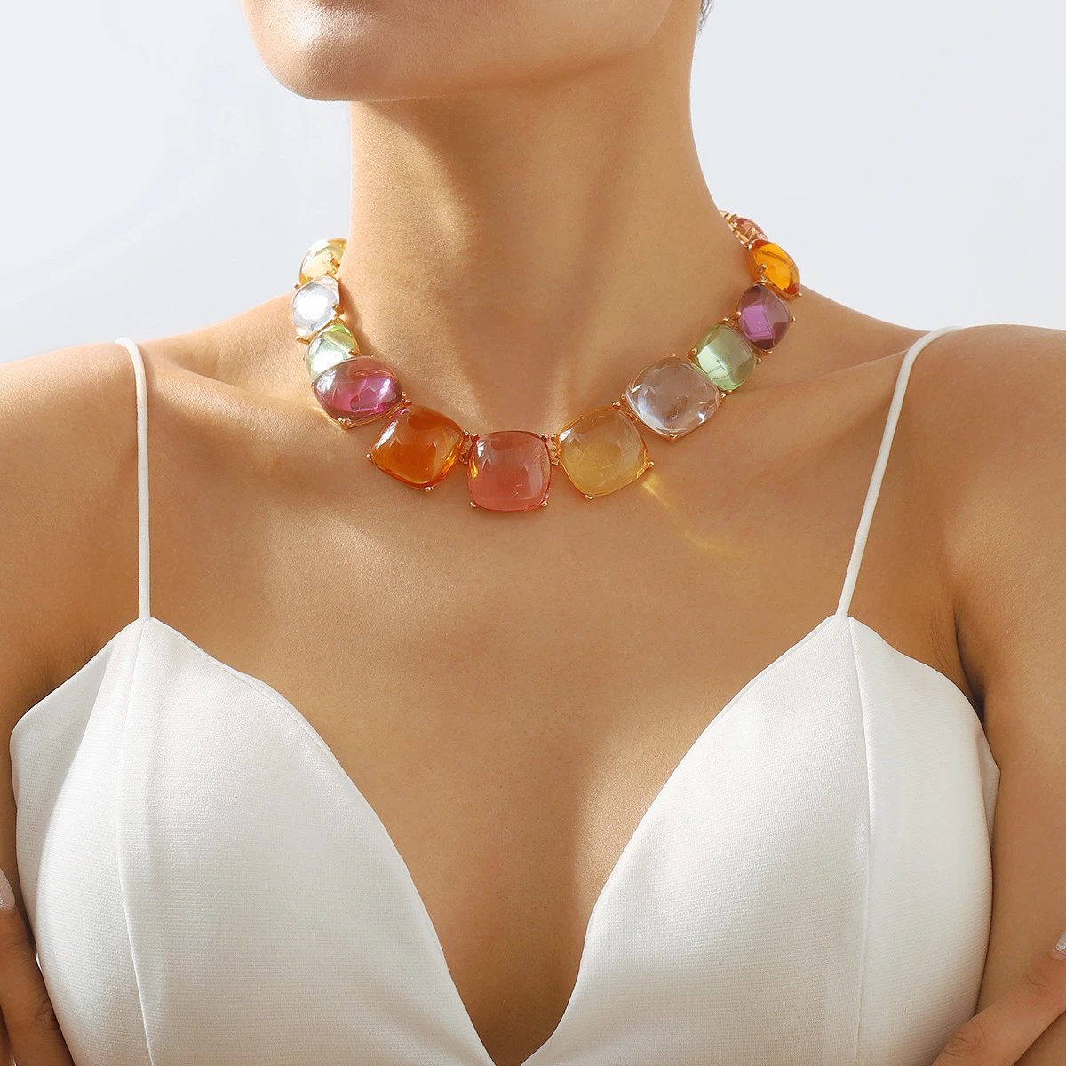 Design Abstract Two-Tone Choker Necklace Jewelry - 16