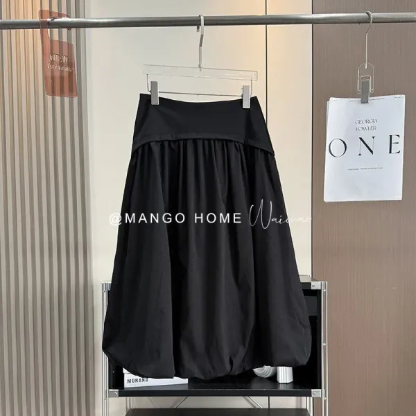 Design Mango Home Pleated A-Line Skirt Black Skirt - 1