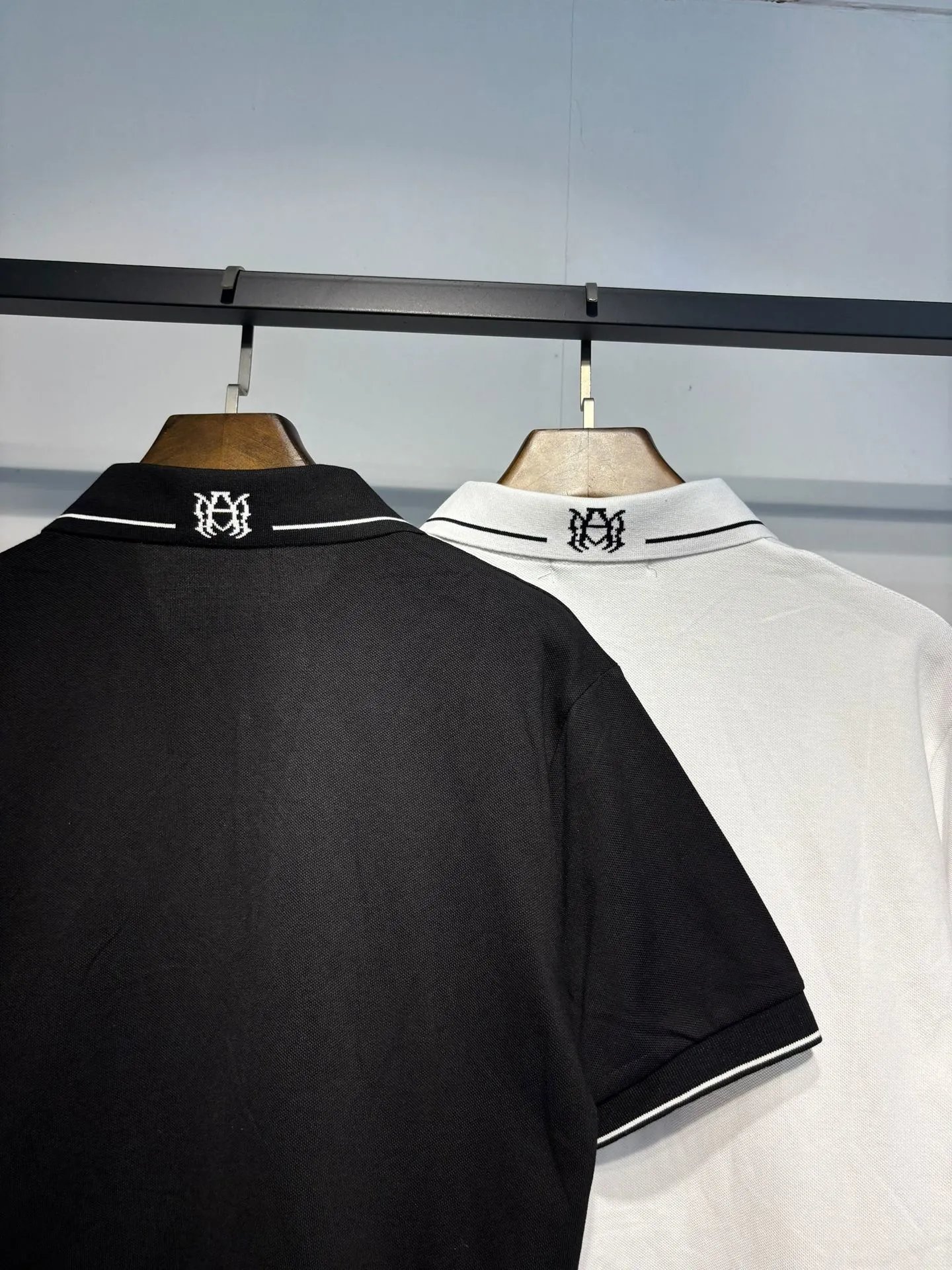 Design Logo Embroidered Black Polo with White Trim Polo Shirt - 15