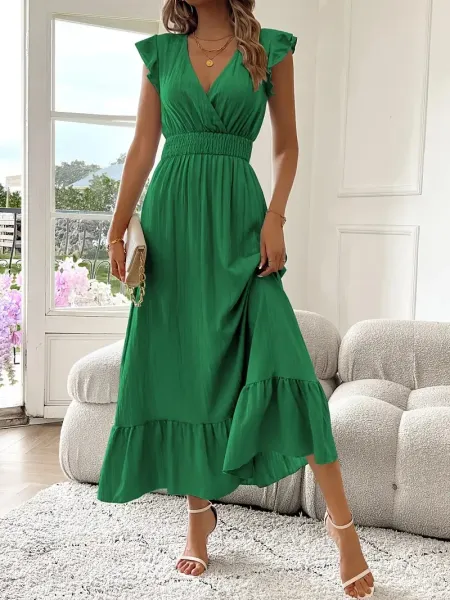 Design Wrap Ruffle Hem Maxi Dress Gray - 8