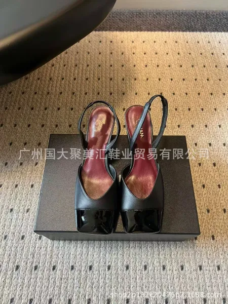 HAN Slingback Square-Toe Heels Black - 12