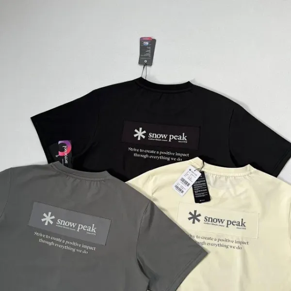 Design Snow Peak Minimal Lifestyle Crew Neck T-Shirt in Gray, Black, and Beige T-Shirts - 24
