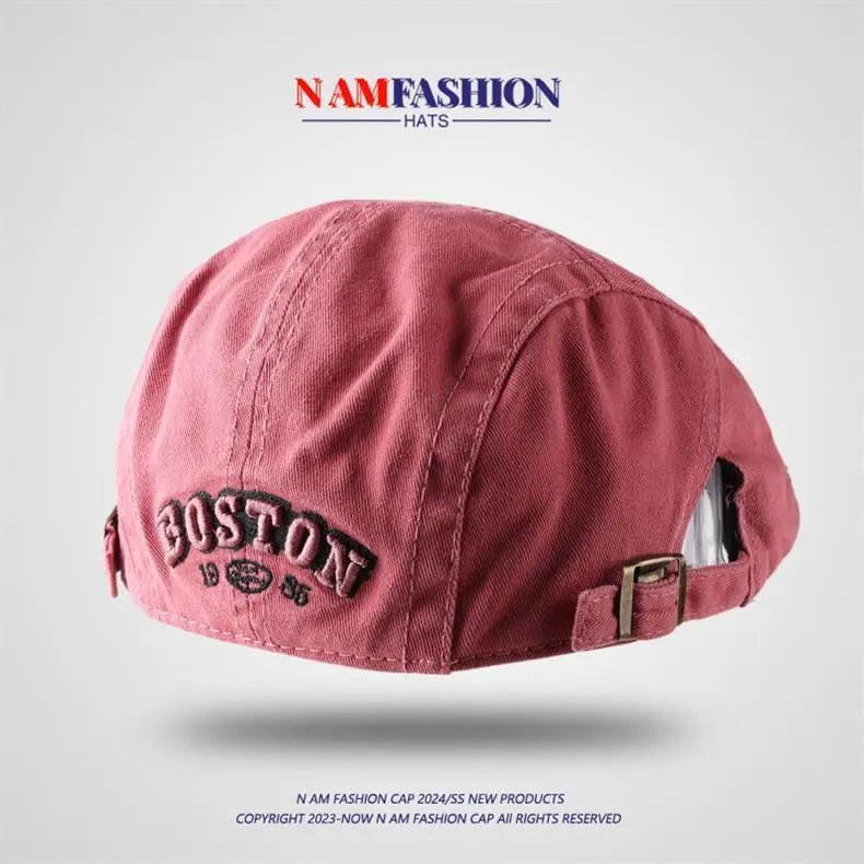 Design N AM Fashion Boston Corduroy Cap Brown Hats - 2