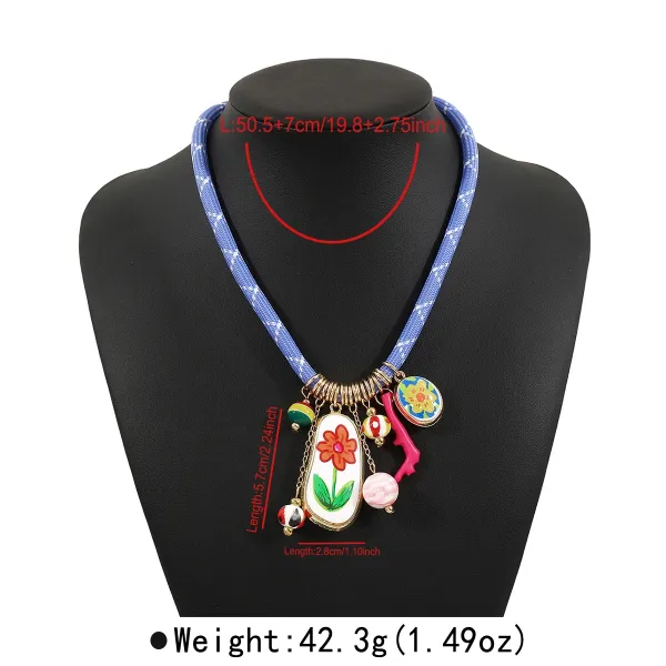 Design Charm Necklace Multicolor Seafood & Shell Pendant Necklace Jewelry - 9