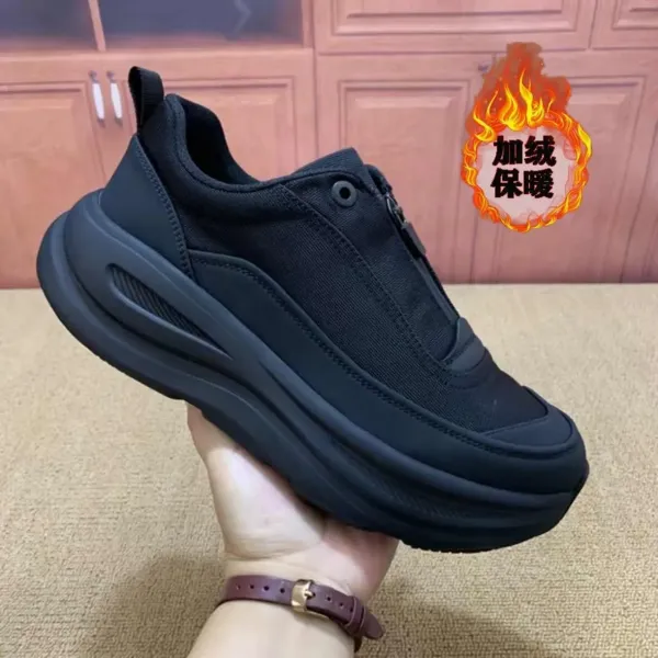 Design Chunky Platform Sneakers Black with Fleece Lining - 1