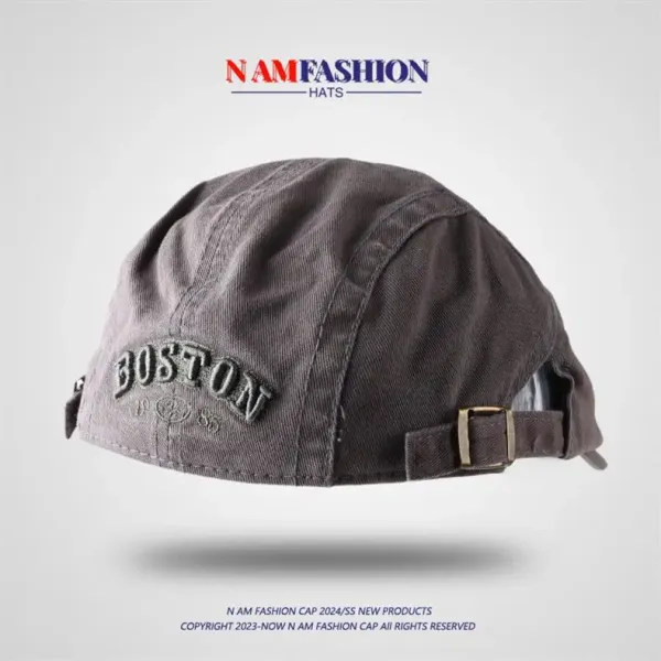 Design N AM Fashion Boston Corduroy Cap Brown Hats - 4