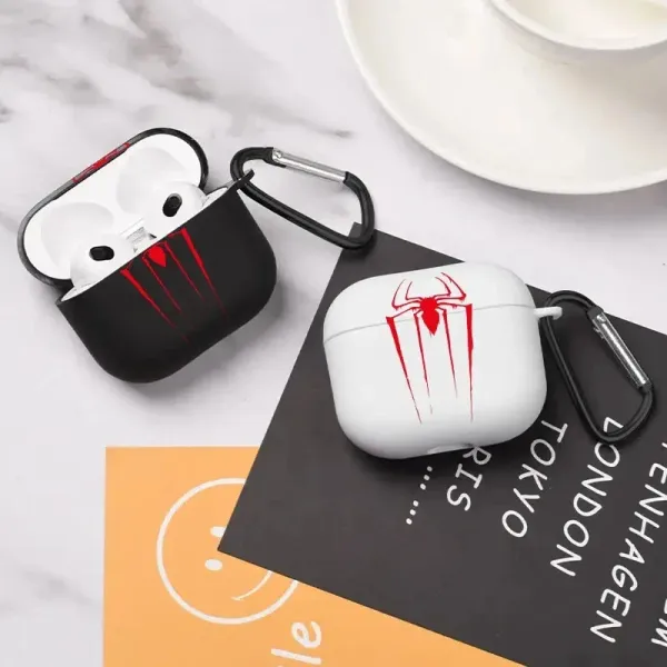 Design Spider-Man Logo AirPods Case Black Red Phone Accessories - 6