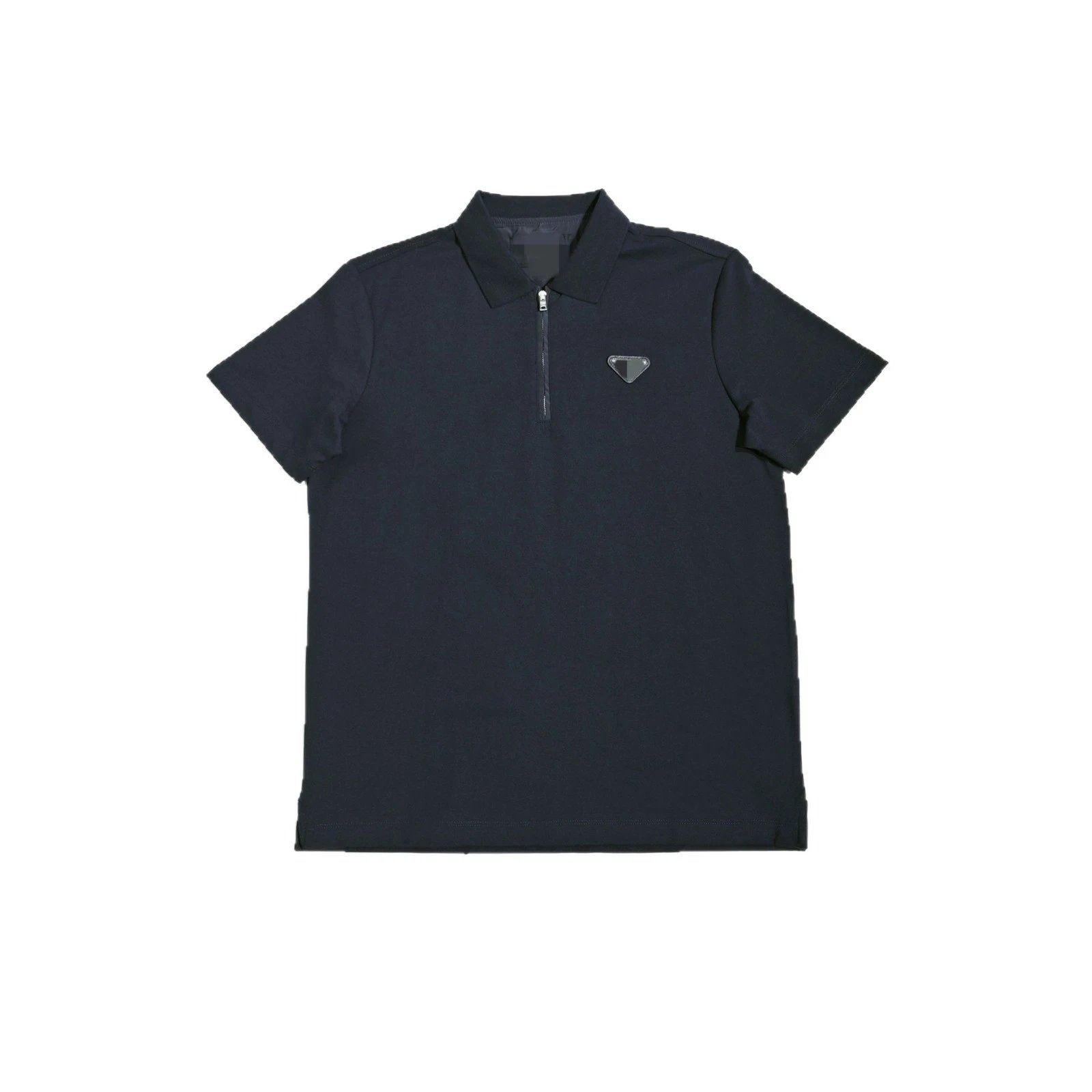 Prada Re-Nylon Black Triangle Logo Zip Polo Shirt