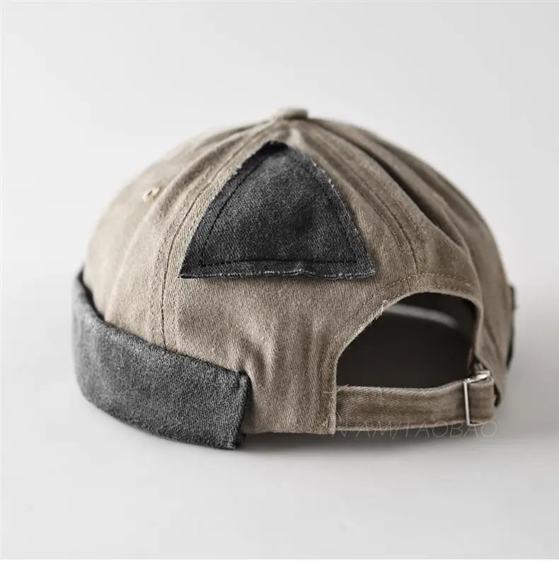 Design Patchwork Denim Baseball Cap Pink and Gray Hats - 5