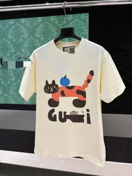 Gucci Cat Print Graphic T-Shirt Beige - 1