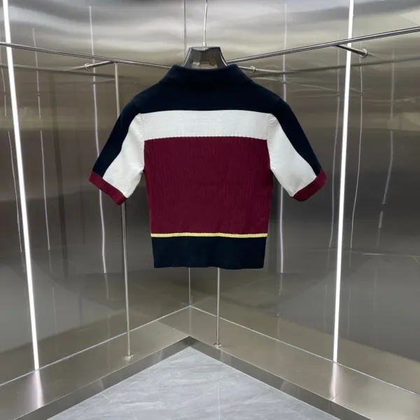 Casablanca Color-Block Knit Polo and Pleated Skirt Set in Navy, Burgundy, White, and Yellow - 6