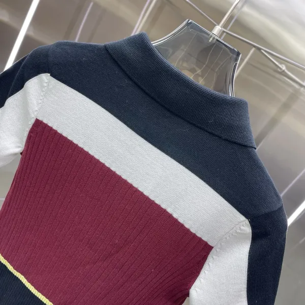 Casablanca Color-Block Knit Polo and Pleated Skirt Set in Navy, Burgundy, White, and Yellow - 7
